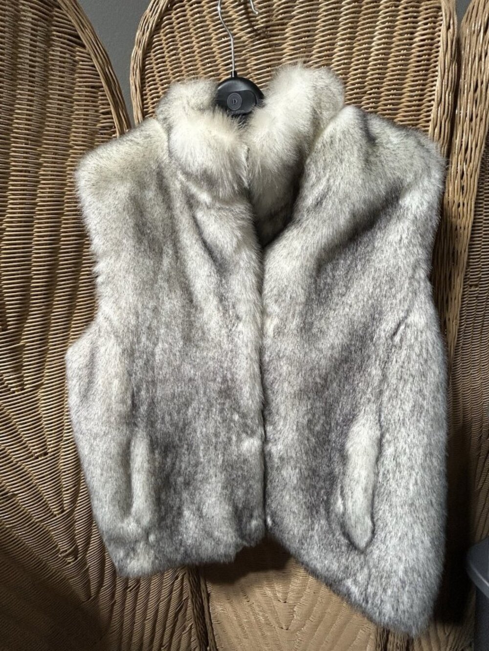 Fabulous Furs Vest Womens Med White Black Faux Fur Luxury Glam For Animal Lovers